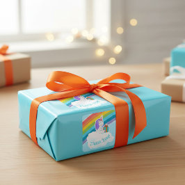 Pegatina Cuadrada Custom Cute Unicorn Rainbow Thank You Sticker