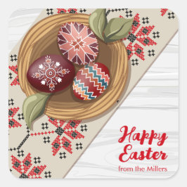 Pegatina Cuadrada Custom Easter Egg Sticker with Family Name