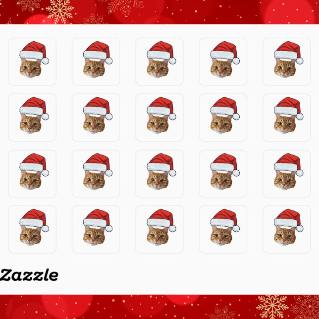 Pegatina Cuadrada Custom Face Cat Santa Hat Photo Christmas   (Subido por el creador)