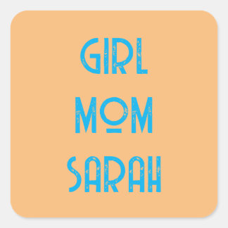 Pegatina Cuadrada custom GIRL MOM BABY SHOWER peach Paper Plate
