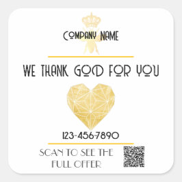 Pegatina Cuadrada Custom HEART Thank GOD For Business Logo THANK YOU