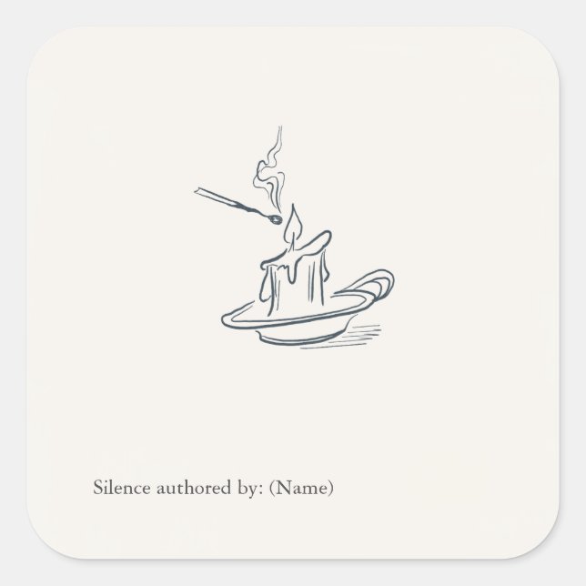 Pegatina Cuadrada Custom Introvert Gift Minimalist Line Art (Anverso)