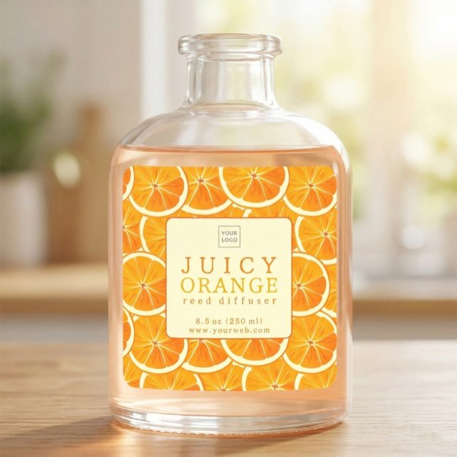Pegatina Cuadrada Custom Juicy Orange Reed Diffuser Label (Subido por el creador)