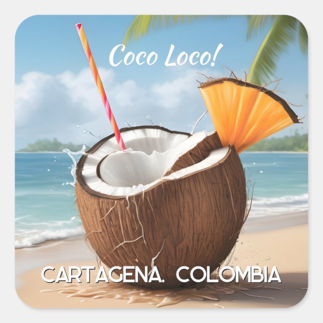 Pegatina Cuadrada Custom Location Coco Loco (Anverso)