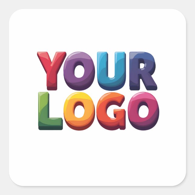 Pegatina Cuadrada Custom Logo|Upload Your Logo | Business & Brand  (Anverso)