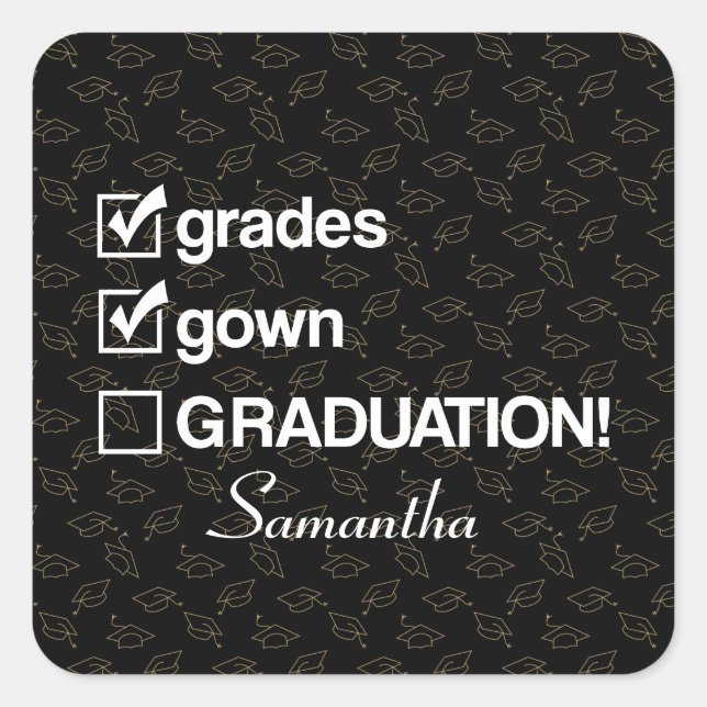 Pegatina Cuadrada Custom Name Graduation Gift | Funny Graduation (Anverso)