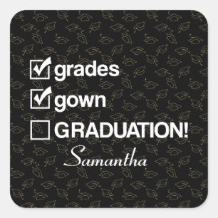 Pegatina Cuadrada Custom Name Graduation Gift   Funny Graduation
