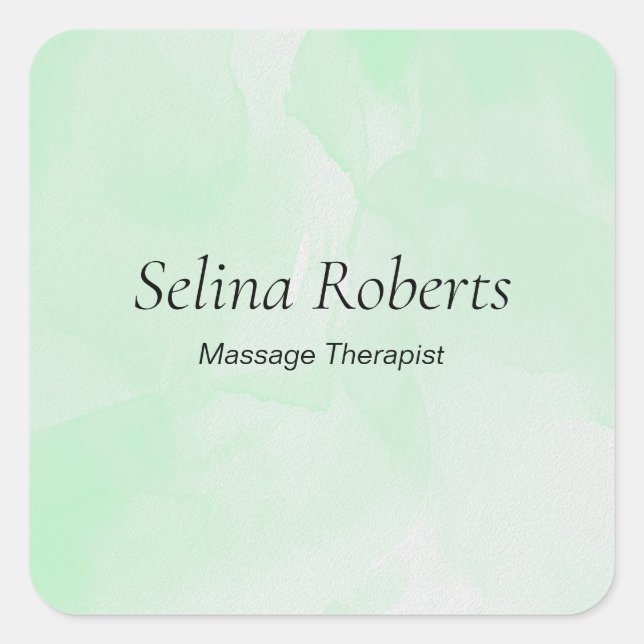 Pegatina Cuadrada Custom name green watercolor (Anverso)