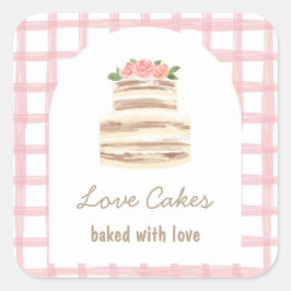 Pegatina Cuadrada Custom Name Wedding Cake Business Sticker
