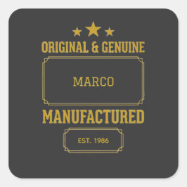 Pegatina Cuadrada Custom Original & Genuine Birthday