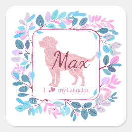 Pegatina Cuadrada Custom Pastel Pink Labrador Retriever Sticker Gift