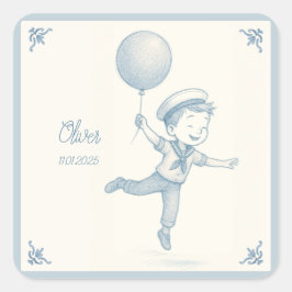 Pegatina Cuadrada Custom personalized baby boy name 