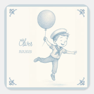 Pegatina Cuadrada Custom personalized baby boy name 