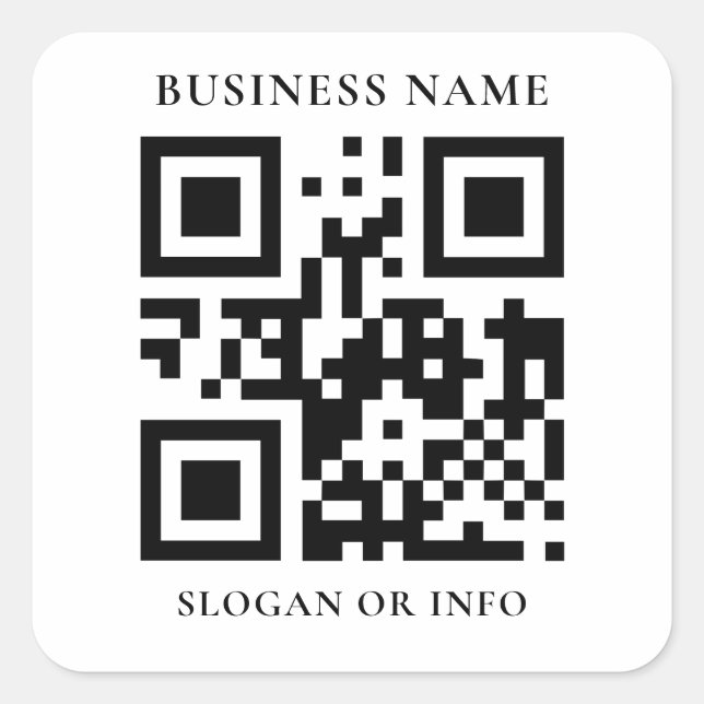 Pegatina Cuadrada Custom QR Code Business Name (Anverso)