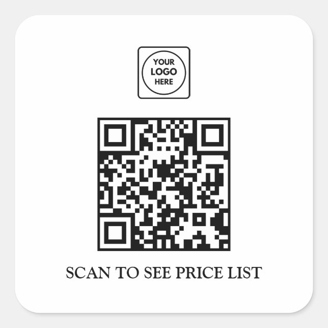 Pegatina Cuadrada Custom QR Code Logo Sticker Business Menu  (Anverso)