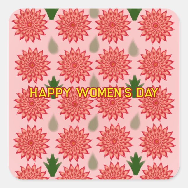 Pegatina Cuadrada Custom Spring Flower Women's Day Pattern  (Anverso)