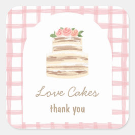 Pegatina Cuadrada Custom Thank you Wedding Cake Business Sticker
