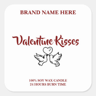 Pegatina Cuadrada Custom Valentine Candle Labels – Love Birds Design