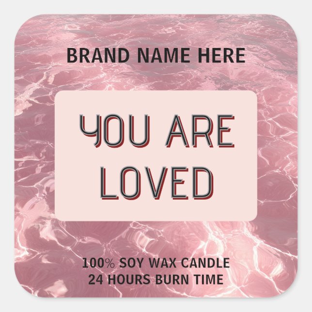 Pegatina Cuadrada Custom Valentine Candle Sticker 'You Are Loved' (Anverso)