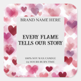 Pegatina Cuadrada Custom Valentine’s Day Candle Label Romantic Text