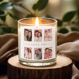 Pegatina Cuadrada Custom Valentine’s Day Photo Collage Candle Label
