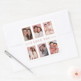Pegatina Cuadrada Custom Valentine’s Day Photo Collage Stickers Gift