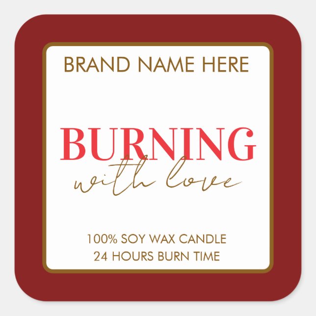 Pegatina Cuadrada Custom Valentine's Day Candle Label (Anverso)