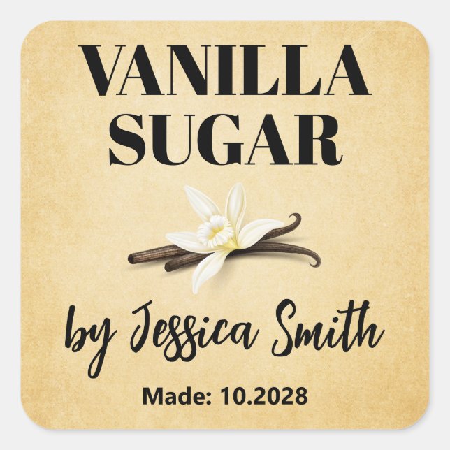 Pegatina Cuadrada Custom Vanilla Sugar Label (Anverso)