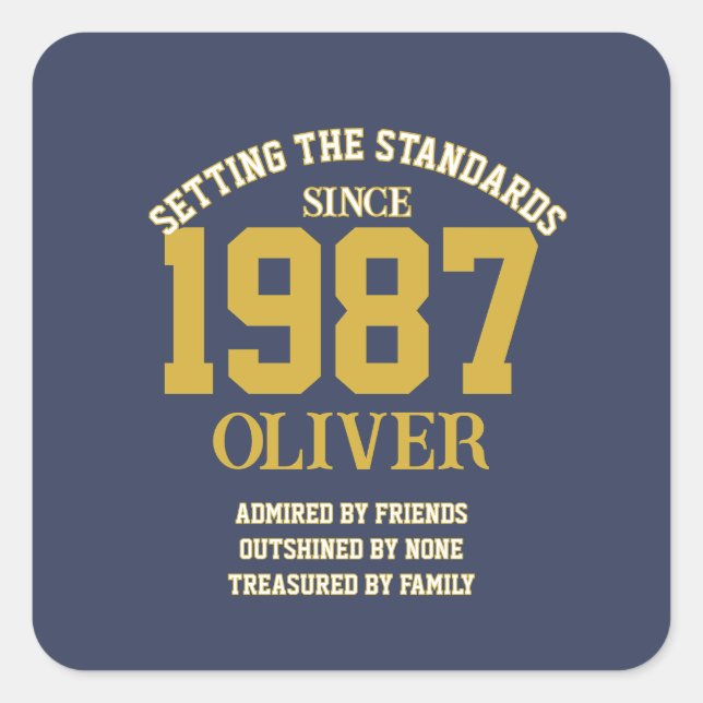 Pegatina Cuadrada Customizable Birthday gift (Anverso)