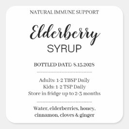 Pegatina Cuadrada Customizable Elderberry Syrup Label ZEB_03b
