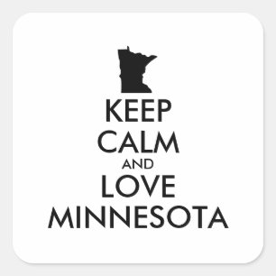 Pegatina Cuadrada Customizable KEEP CALM and LOVE MINNESOTA