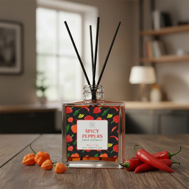 Pegatina Cuadrada Customizable Spicy Peppers Reed Diffuser Label (Subido por el creador)