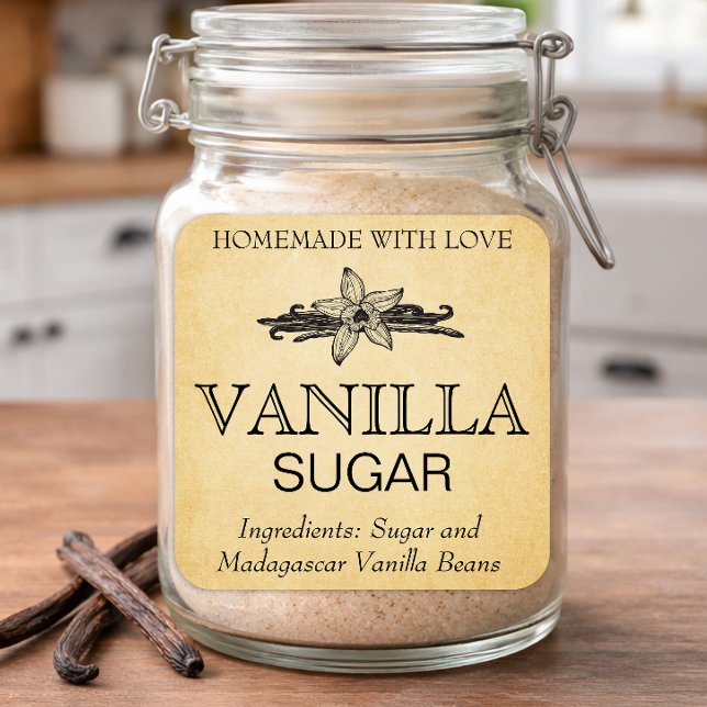 Pegatina Cuadrada Customizable Vanilla Sugar Extract label VS002 (Subido por el creador)