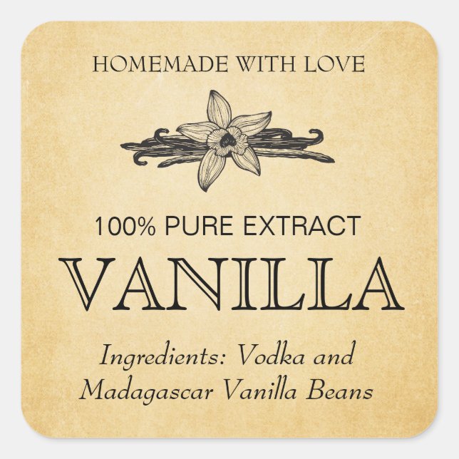 Pegatina Cuadrada Customize Vanilla Extract label VE005_04sqcu (Anverso)