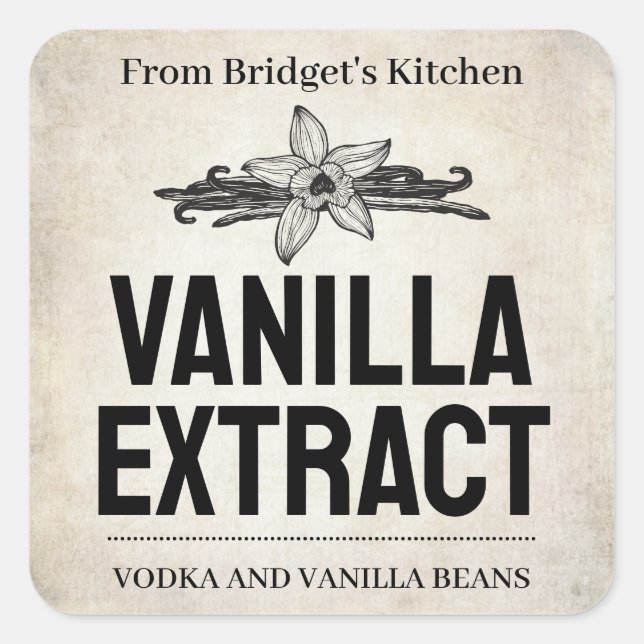 Pegatina Cuadrada Customize Vanilla Extract label VE011_01sqv2 (Anverso)