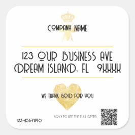 Pegatina Cuadrada Customized HEART Thank GOD For YOU Business Return