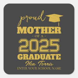 Pegatina Cuadrada Customized proud mother of a graduate 2025