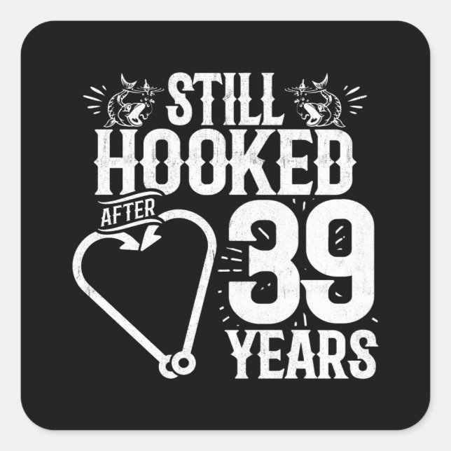 Pegatina Cuadrada Cuta 39º Aniversario Parejas casadas 39 años (Anverso)