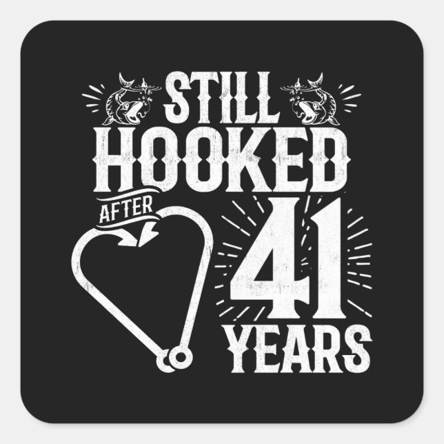 Pegatina Cuadrada Cuta 41ª Aniversaria Parejas casadas 41 años (Anverso)