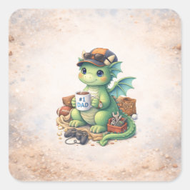 Pegatina Cuadrada Cute #1 Dad Dragon Square Sticker