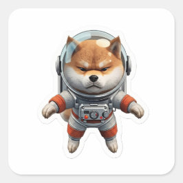 Pegatina Cuadrada Cute 3D Shiba Inu Astronauta Perro Espacial Vinyl 