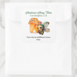 Pegatina Cuadrada Cute Anime Bee Honey Jar