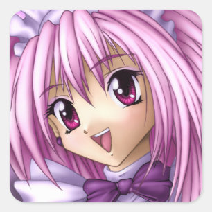 Pegatina Cuadrada Cute Anime Chica Maid