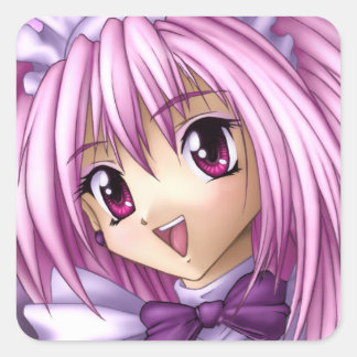 Pegatina Cuadrada Cute Anime Chica Maid