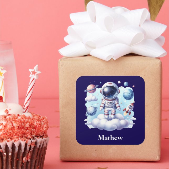Pegatina Cuadrada cute astronaut space Sticker (Fiesta)