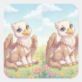 Pegatina Cuadrada Cute Baby Griffin Sticker | Fantasía Caprichosa