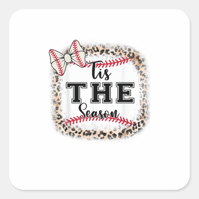 Pegatina Cuadrada Cute Baseball Tis The Season Mom Sister Toddler Gi (Anverso)