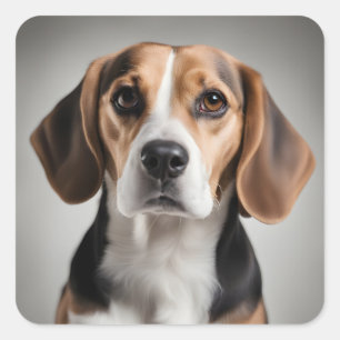 Pegatina Cuadrada Cute Beagle