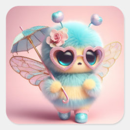 Pegatina Cuadrada Cute Bee