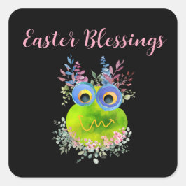 Pegatina Cuadrada Cute Bird Easter Blessing Art Work